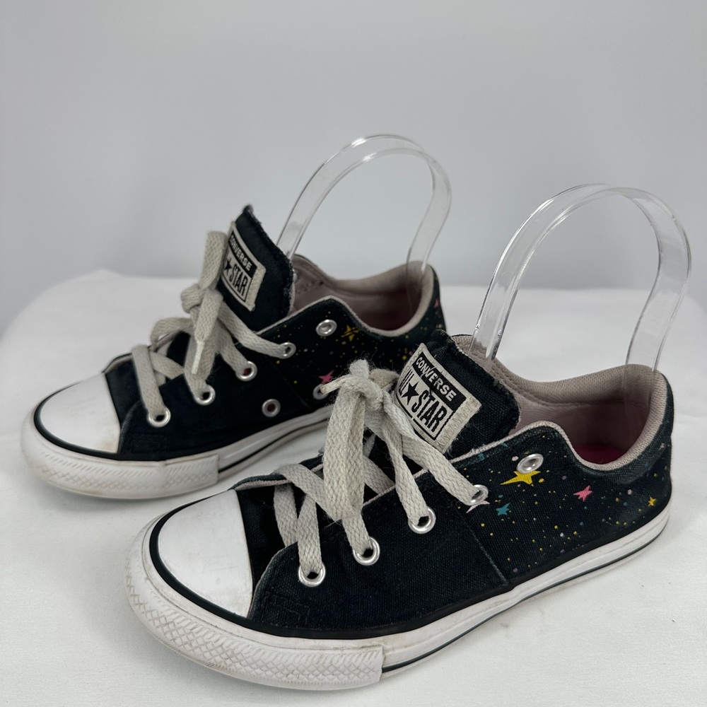 Schoolgirl's Glam Converse All Stars, Black, Decorated with Stars, Size 1Child